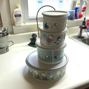 Tupperware SNOOPY PEANUTS CHARLIE BROWN Canister Set. Never used!!